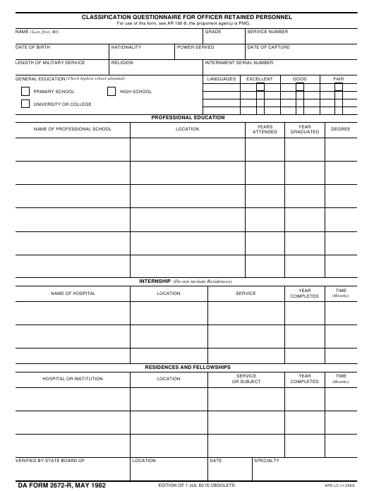 Download da form 2672-R