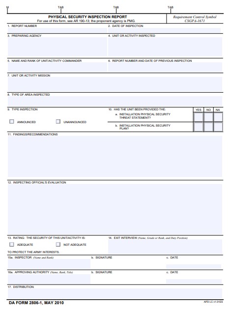 Download da form 2806-1