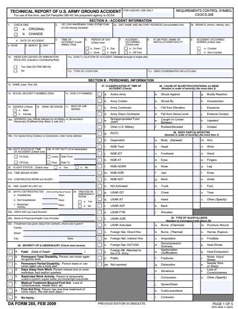 Download da form 285