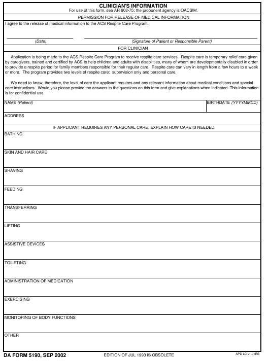 Download da form 5190