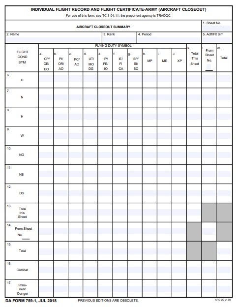 Download da form 759-1