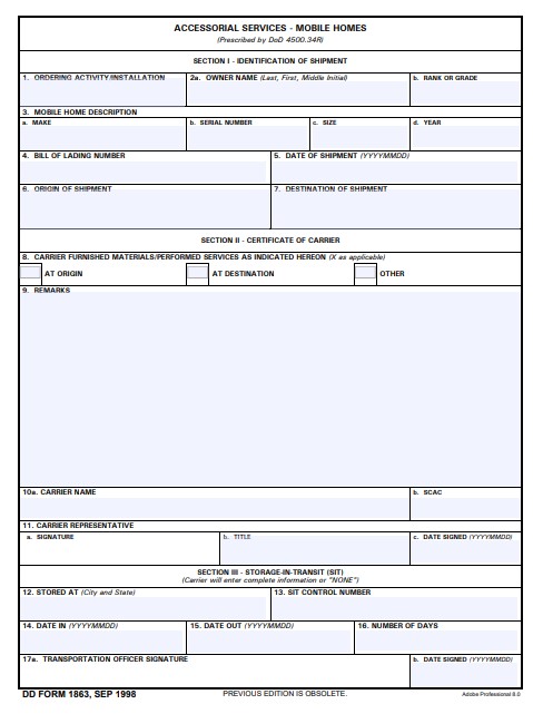 Download dd form 1863