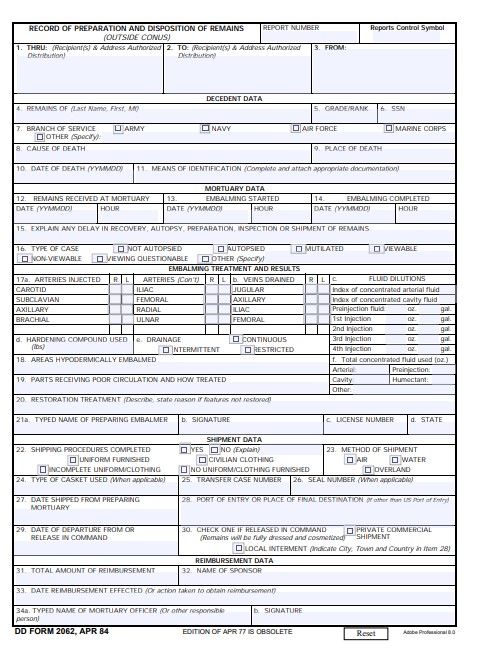 Download dd form 2062