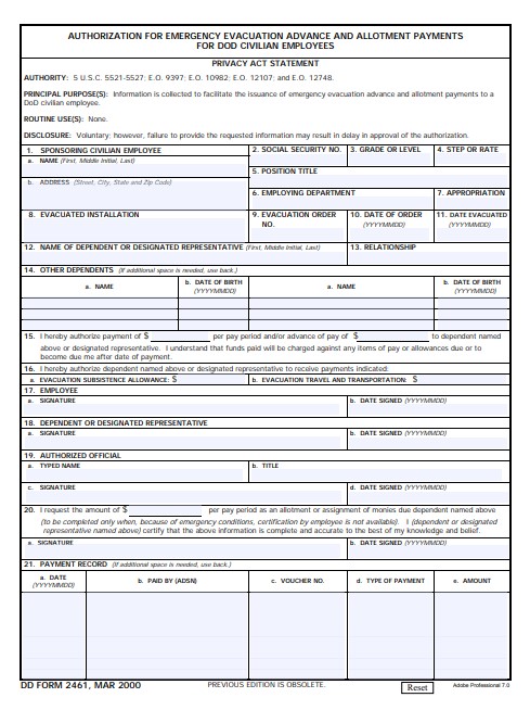 Download dd form 2461