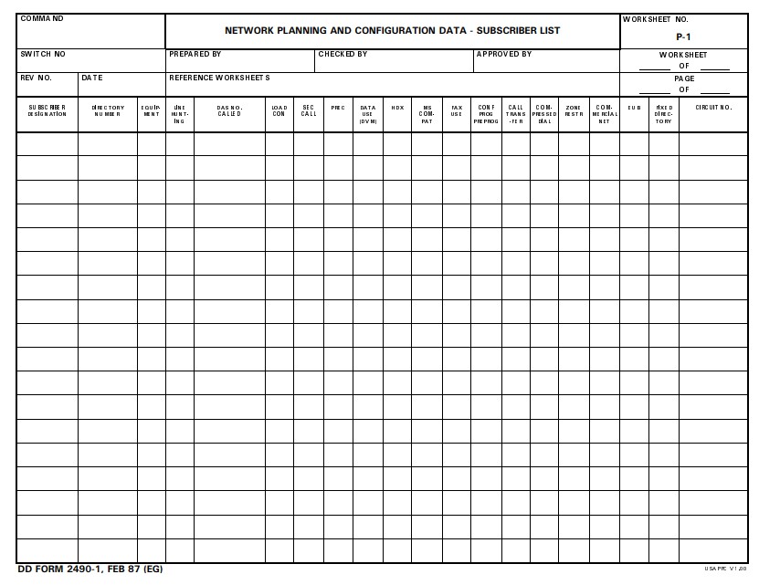 Download dd form 2490-1