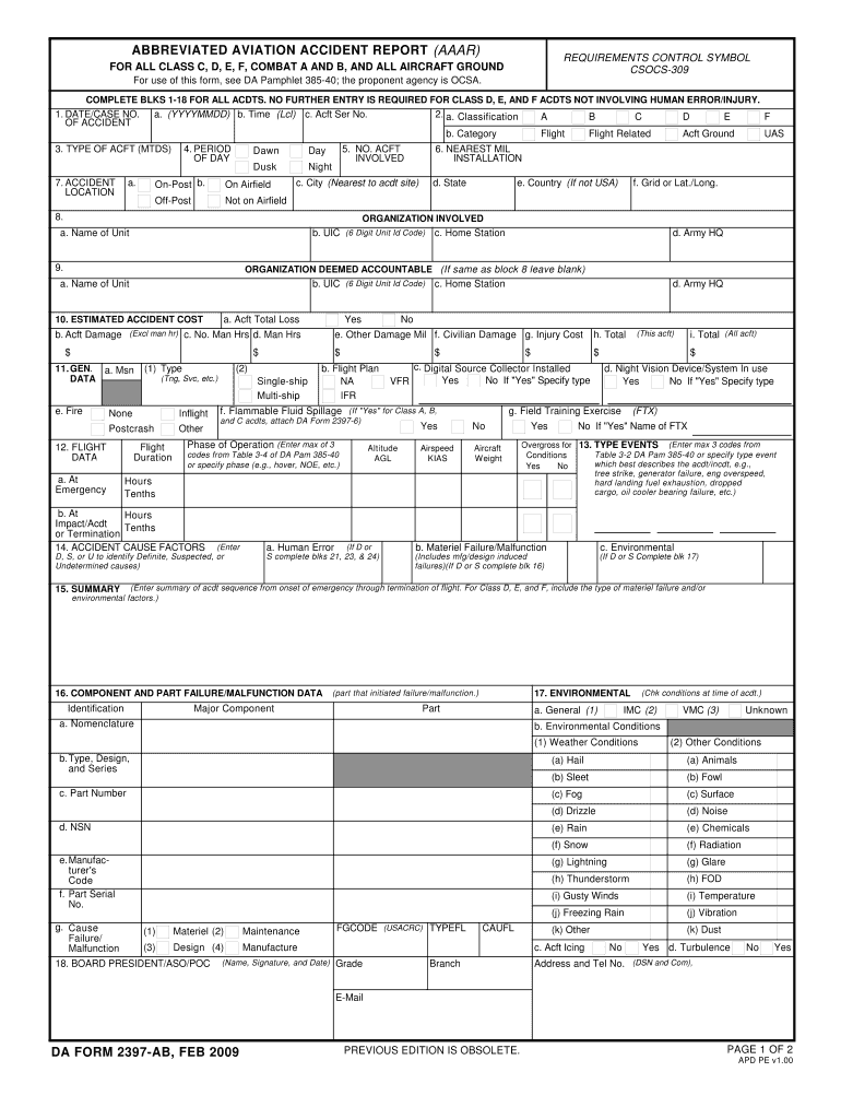 DA Form 2397-AB form preview