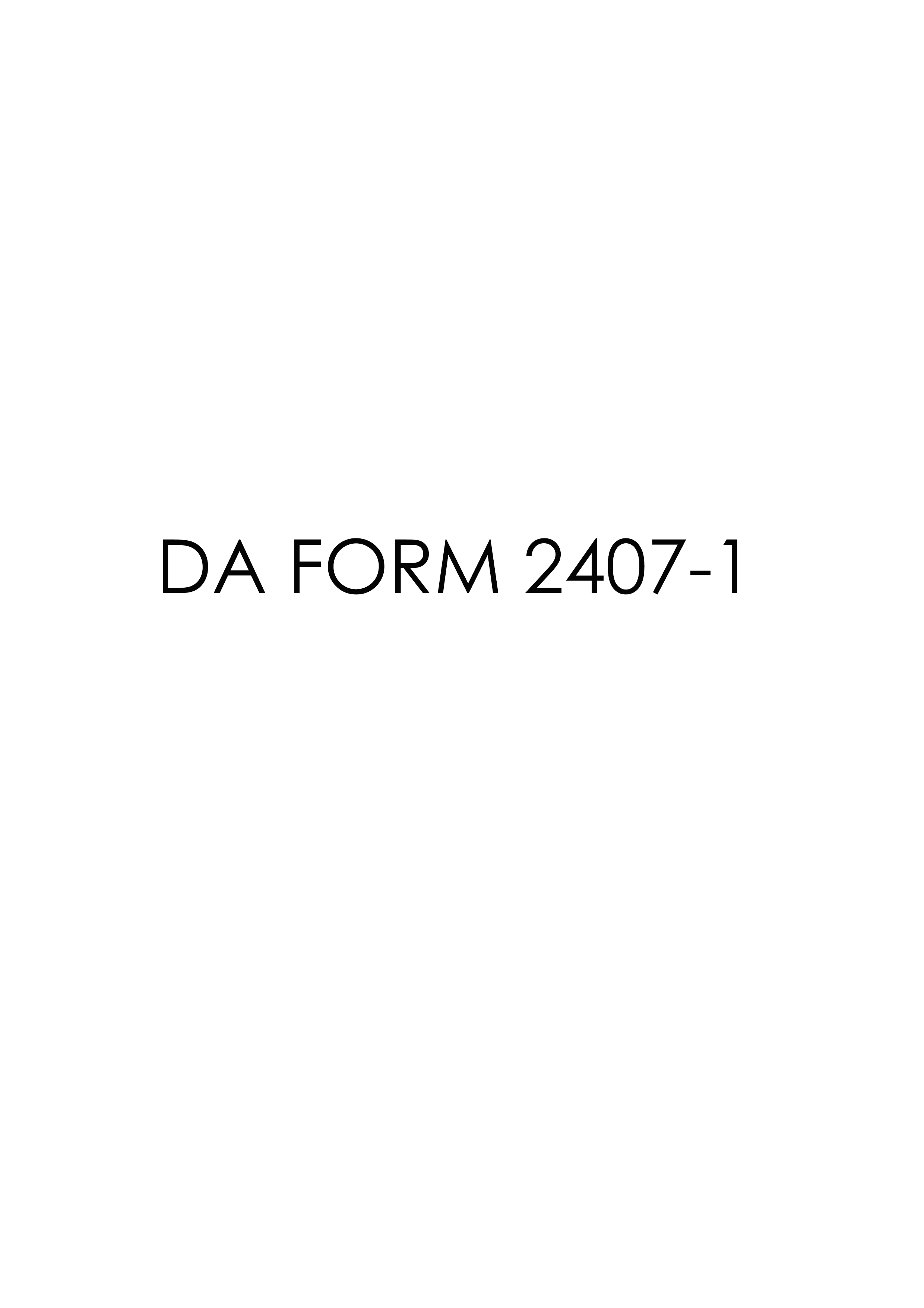DA Form 2407-1 form preview