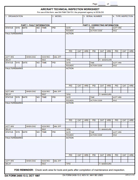 DA Form 2408-13-3 form preview