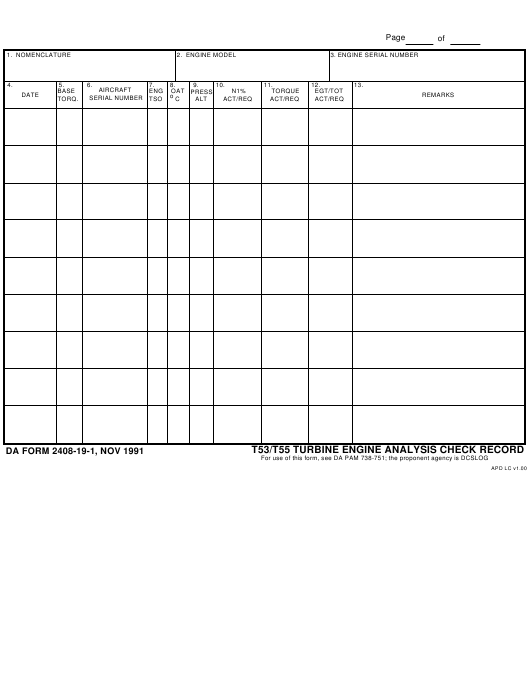 DA Form 2408-19-1 form preview
