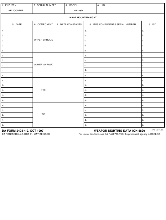 DA Form 2408-4-2 form preview