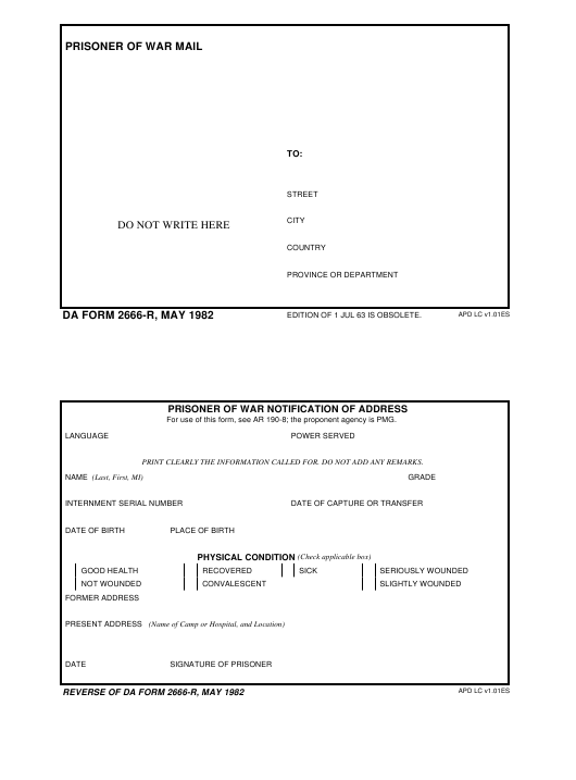 DA Form 2666-R form preview