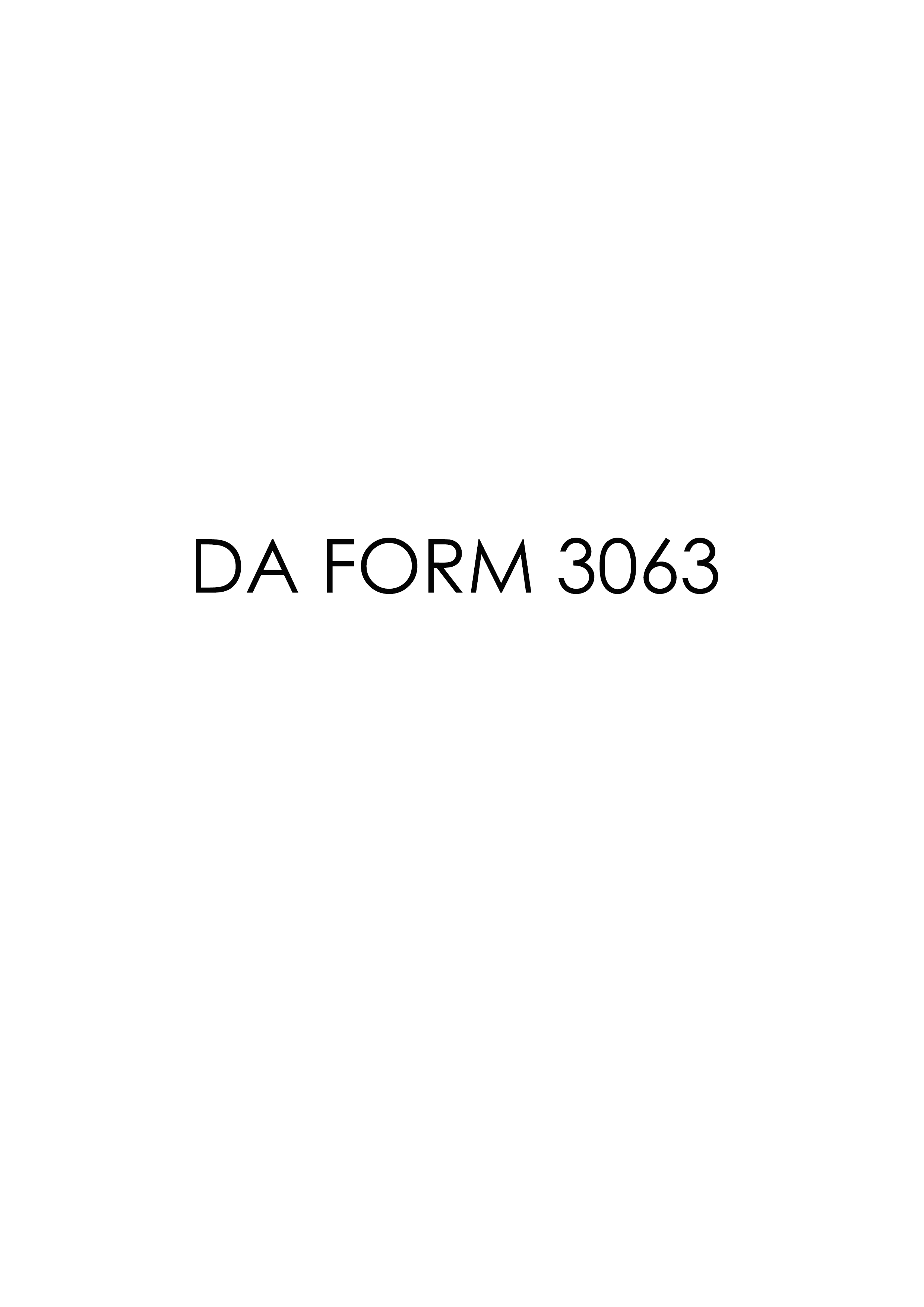 DA Form 3063 form preview