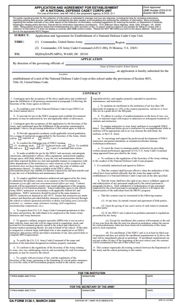 DA Form 3126-1 form preview