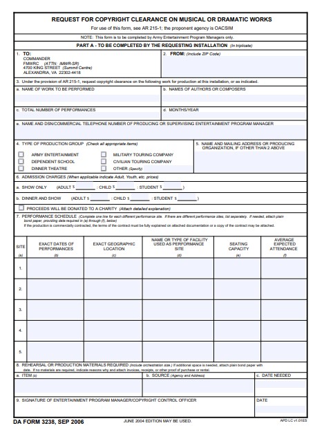DA Form 3238 form preview
