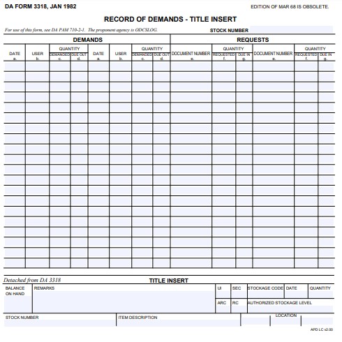 DA Form 3318 form preview