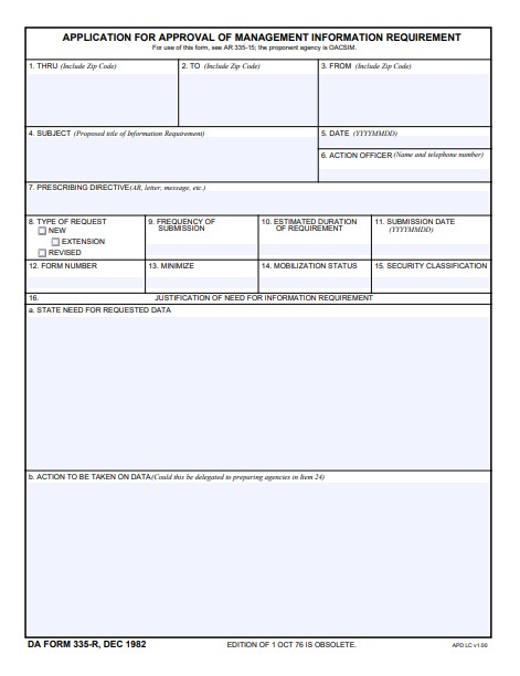 DA Form 335-R form preview