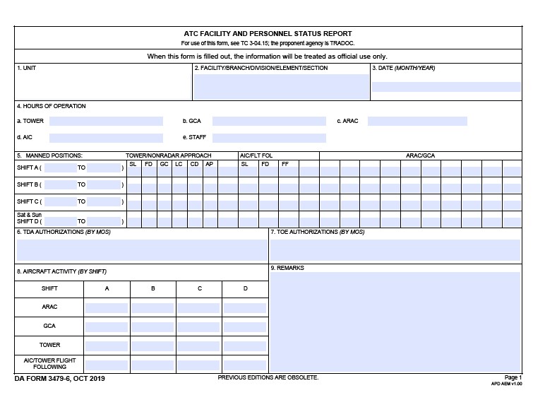DA Form 3479-6 form preview
