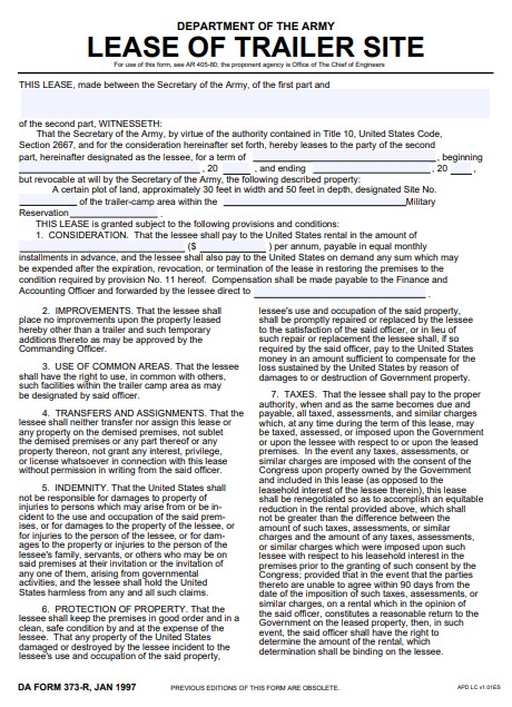 DA Form 373-R form preview