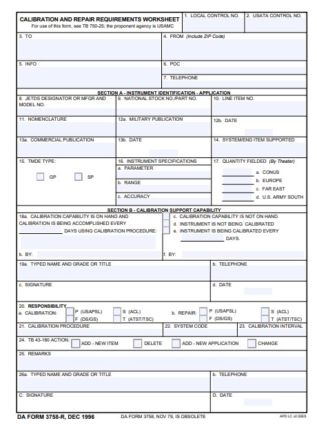 DA Form 3758-R form preview
