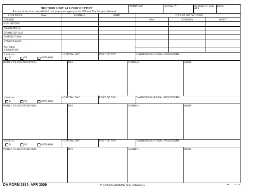 DA Form 3889 form preview