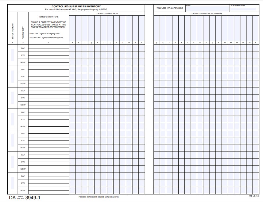 DA Form 3949-1 form preview