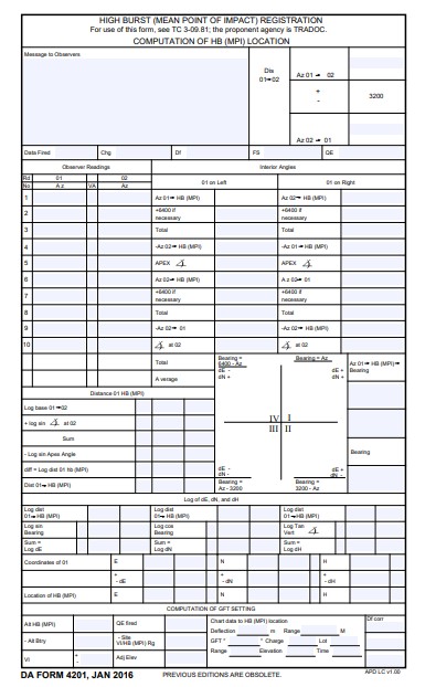 DA Form 4201 form preview