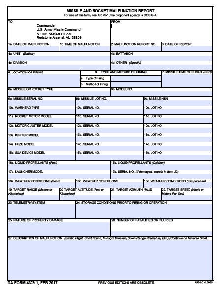 DA Form 4379-1 form preview