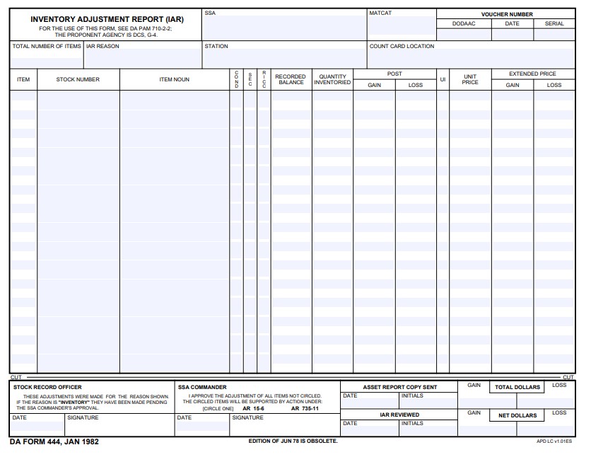 DA Form 444 form preview