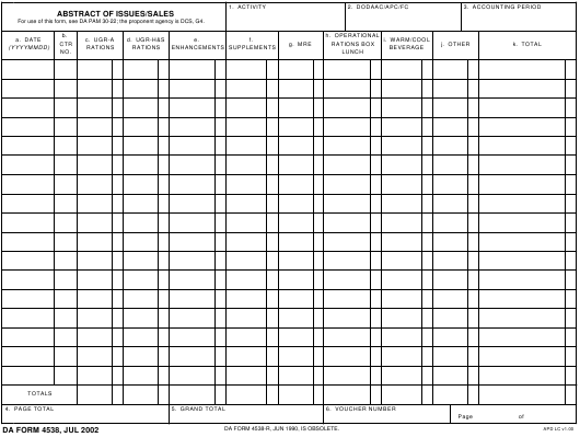 DA Form 4538 form preview