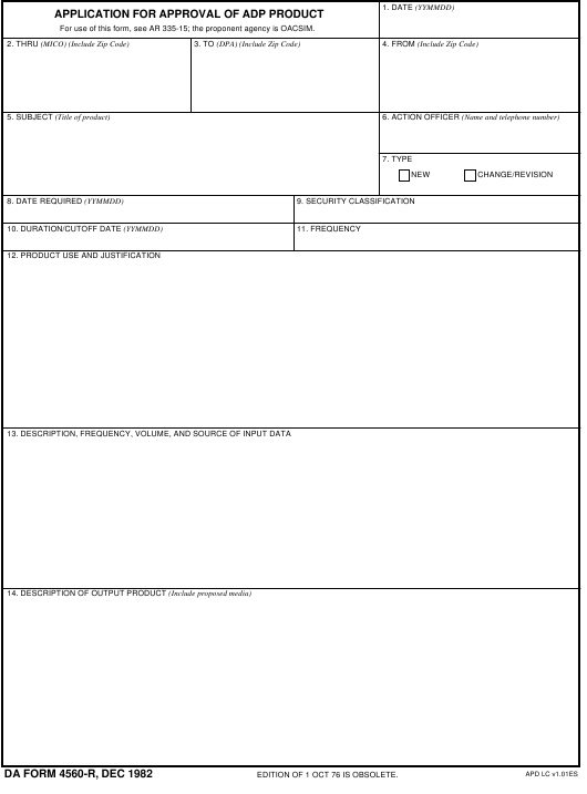 DA Form 4560-R form preview