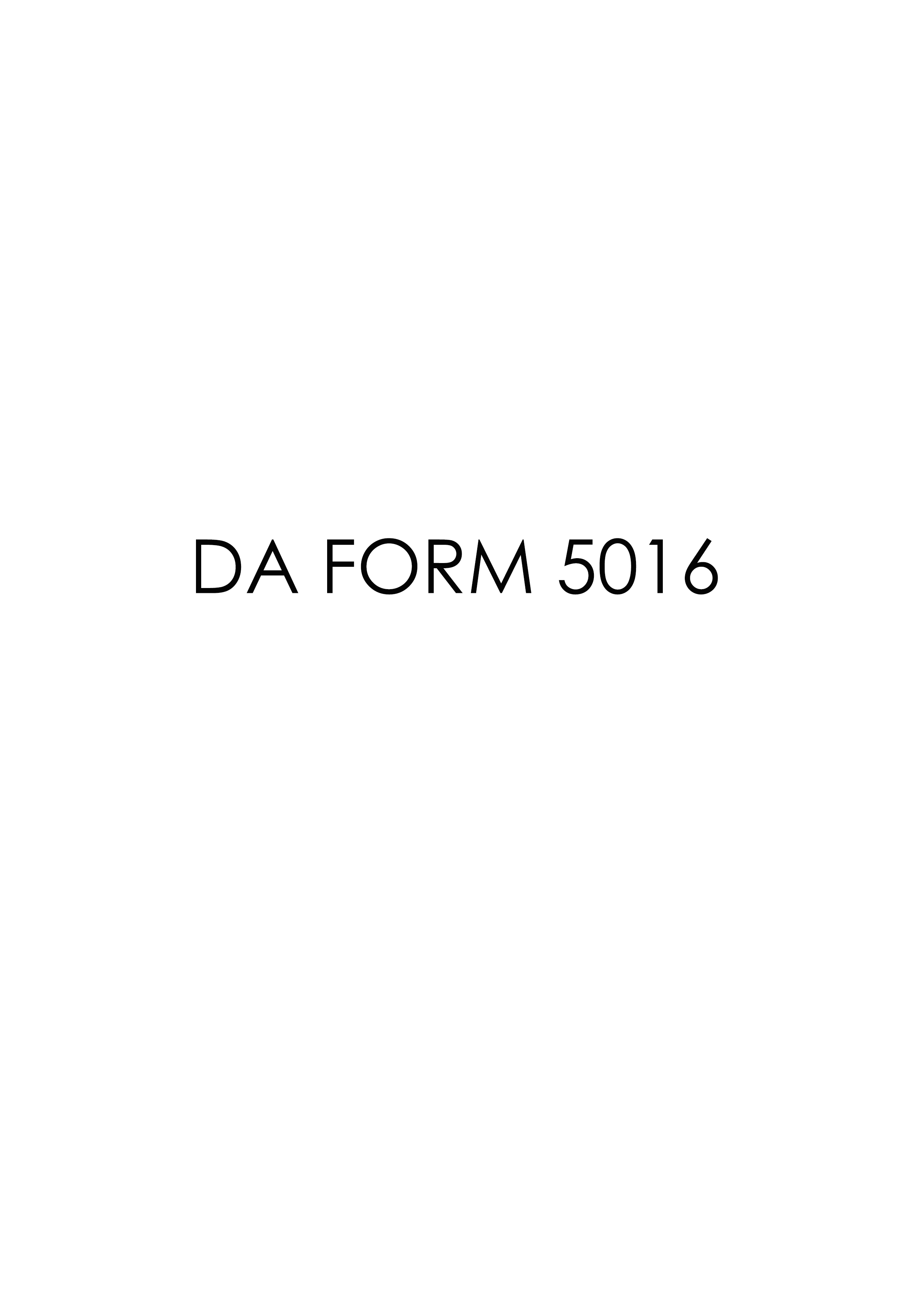 DA Form 5016 form preview