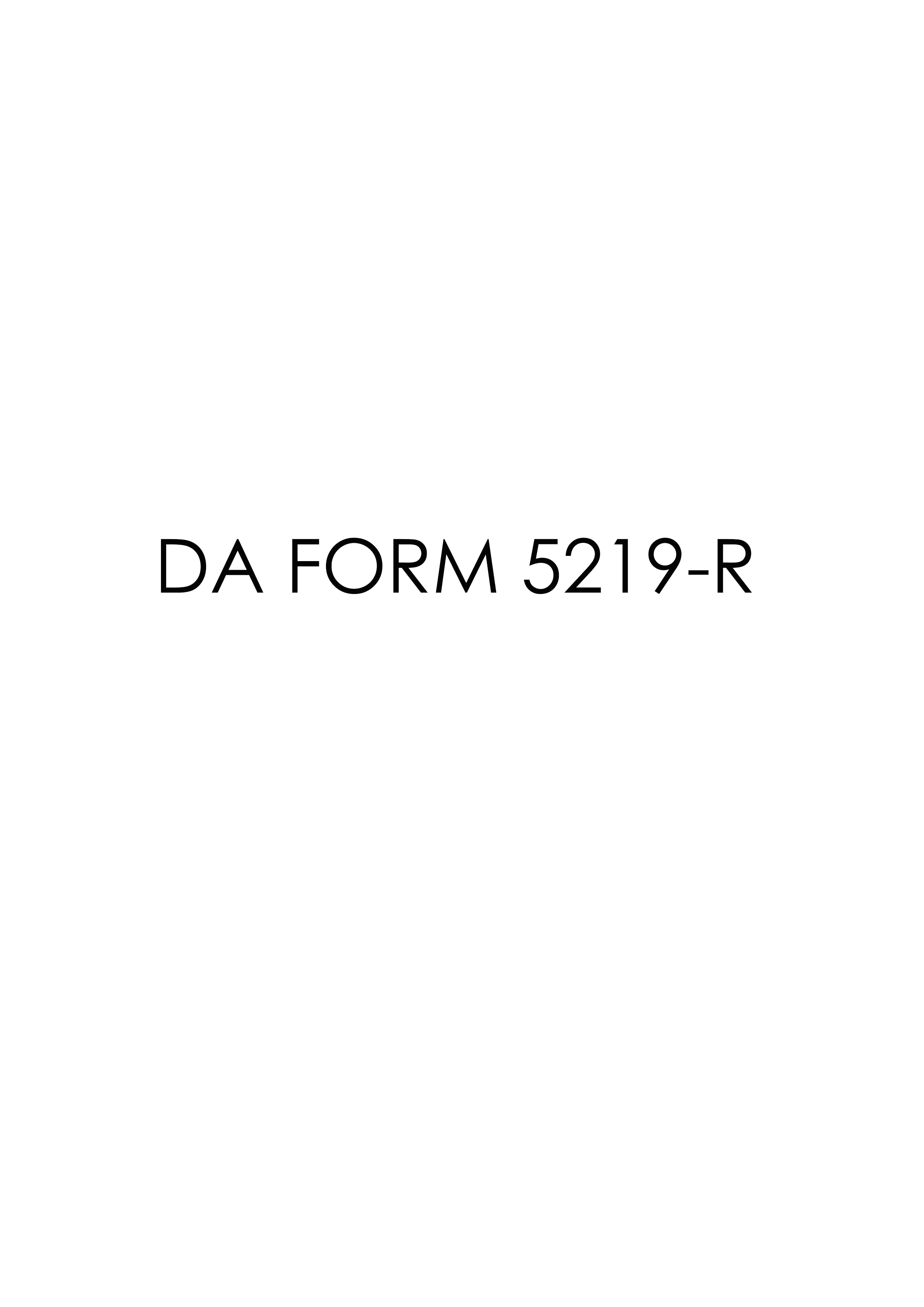 DA Form 5219-R form preview