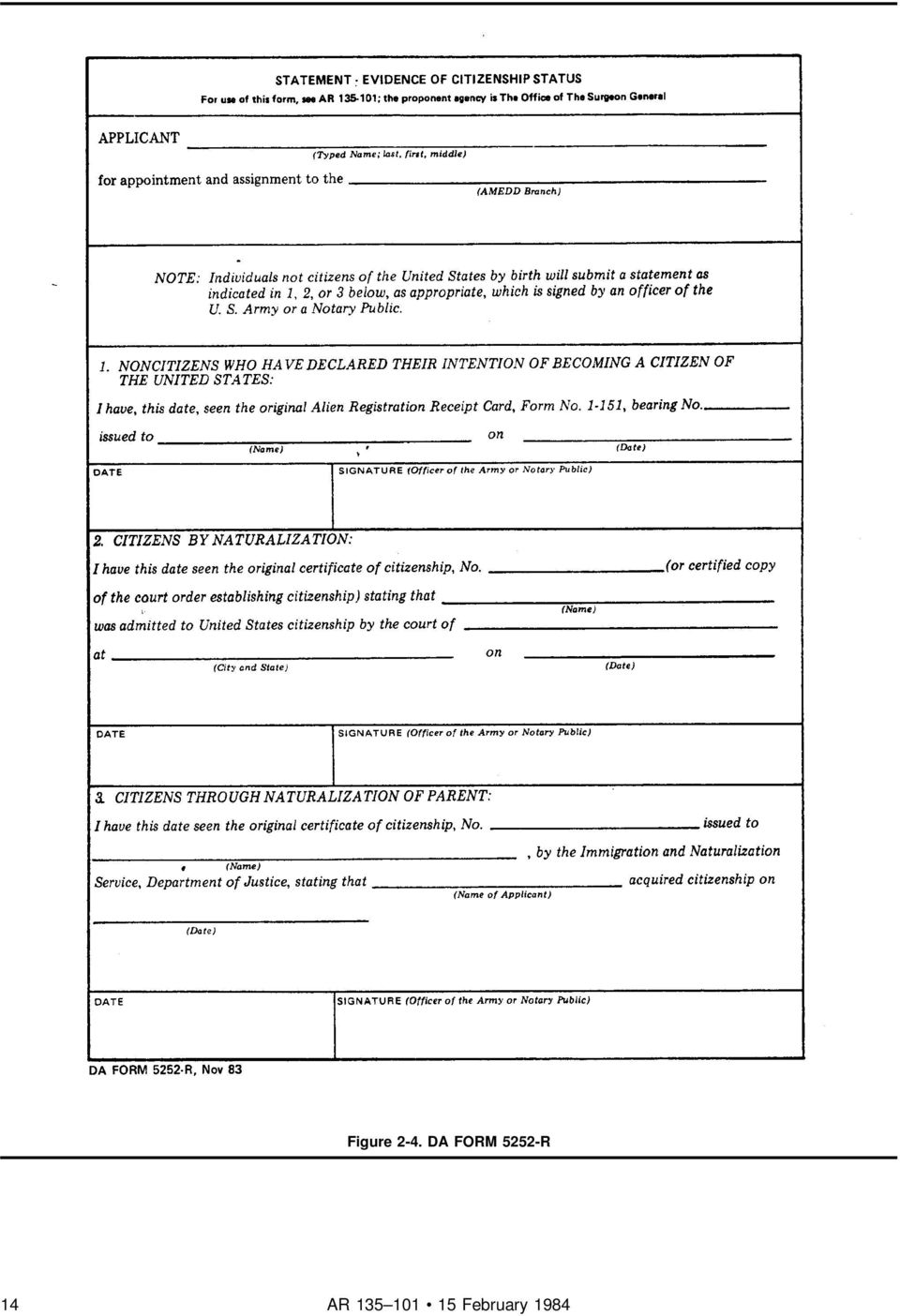 DA Form 5252-R form preview