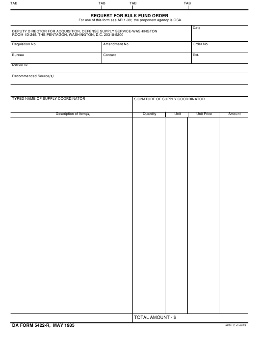 DA Form 5422-R form preview