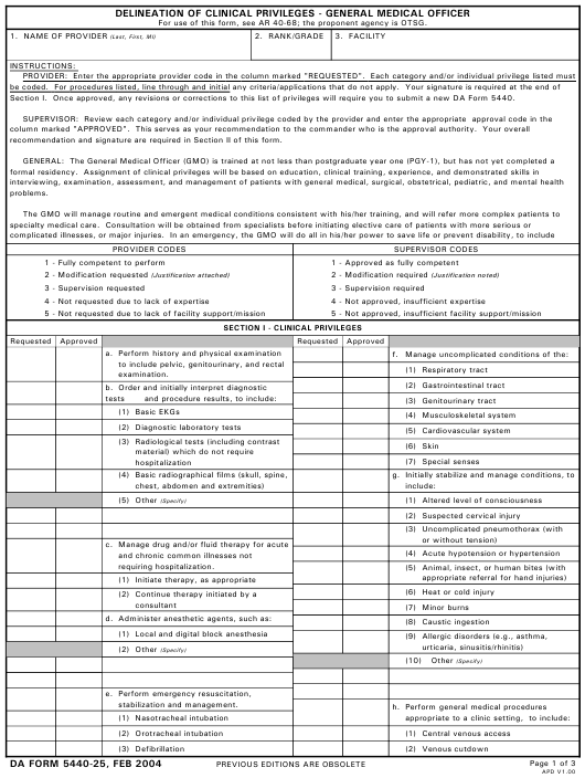 DA Form 5440-25 form preview