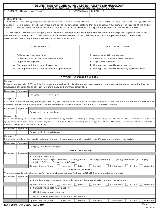 DA Form 5440-29 form preview