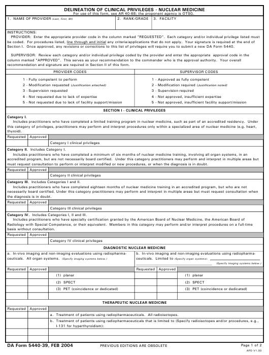 DA Form 5440-39 form preview