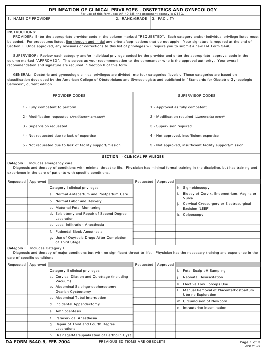 DA Form 5440-5 form preview