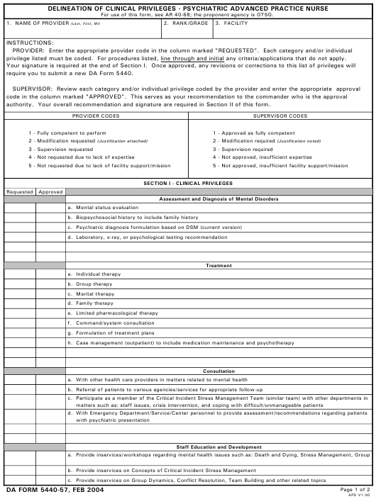 DA Form 5440-57 form preview