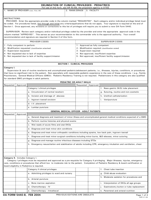 DA Form 5440-8 form preview