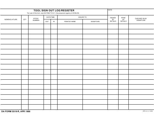 DA Form 5519-R form preview