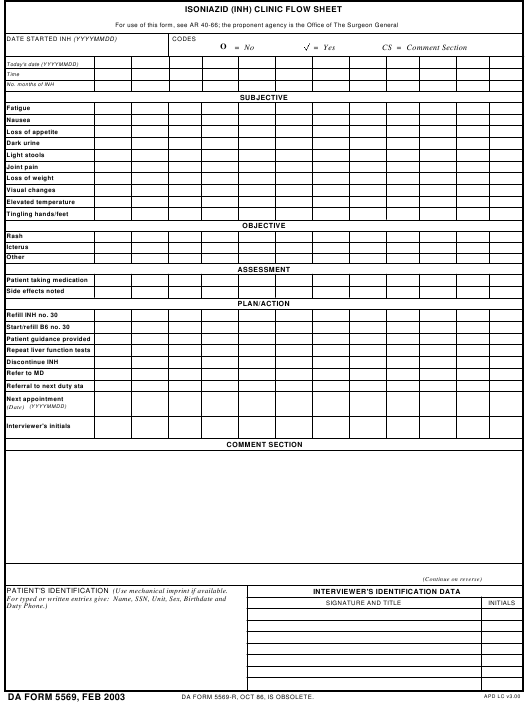 DA Form 5569 form preview