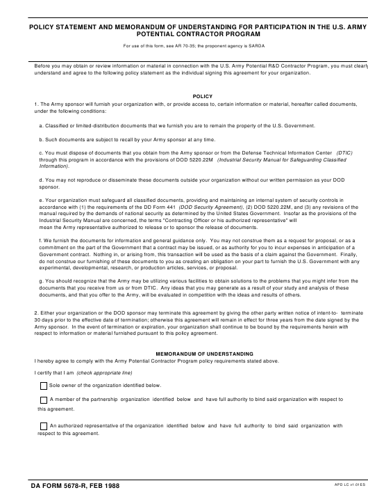 DA Form 5678-R form preview