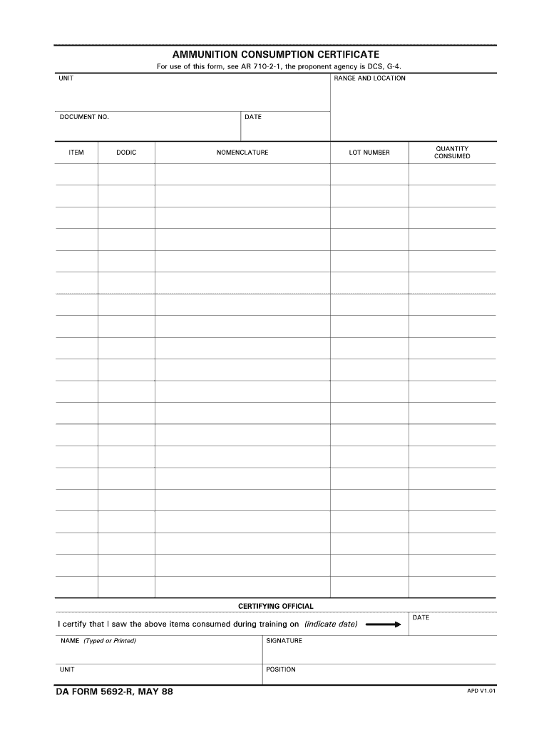 DA Form 5692-R form preview