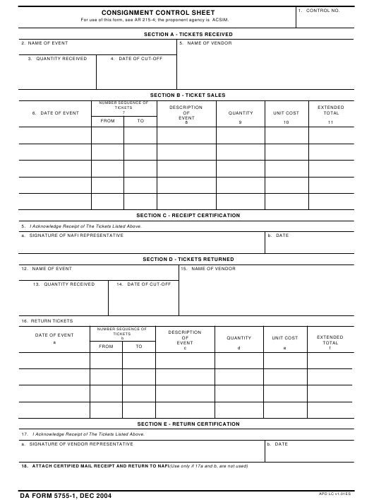DA Form 5755-1 form preview