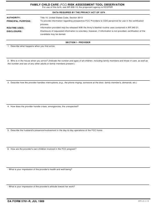 DA Form 5761-R form preview