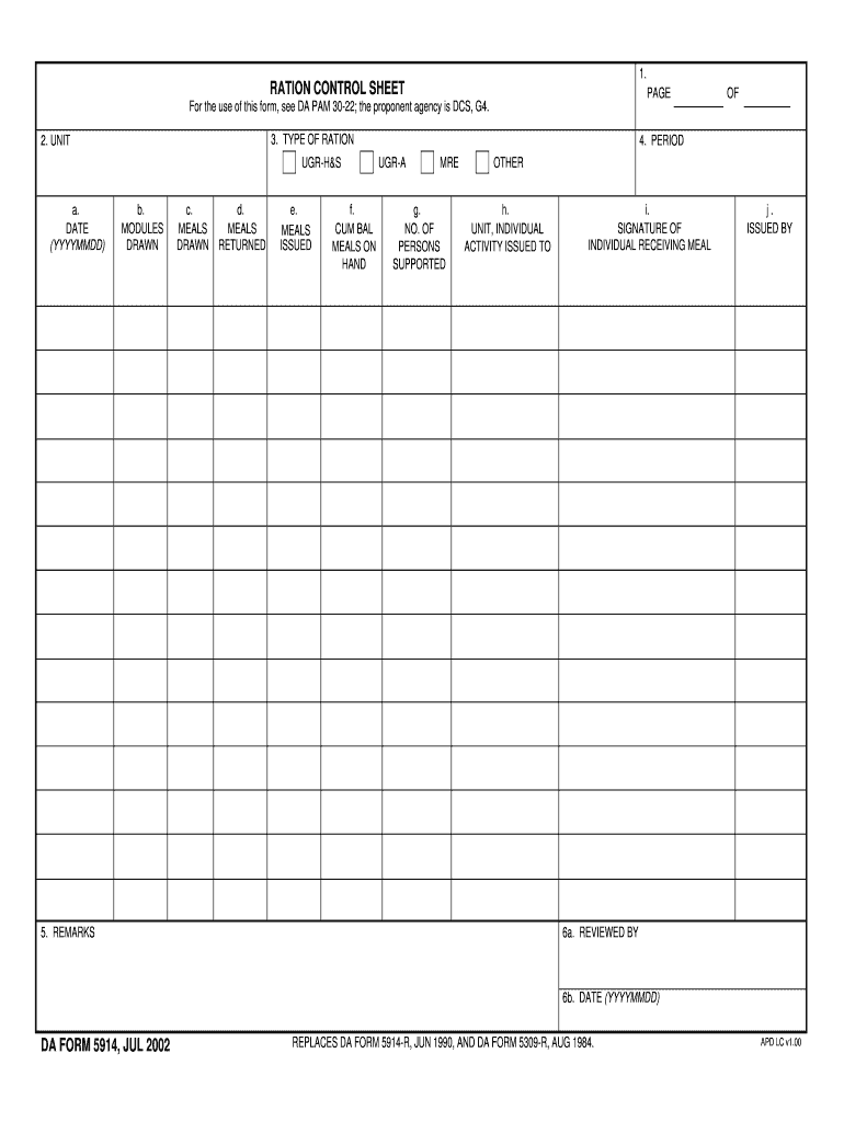 DA Form 5914 form preview
