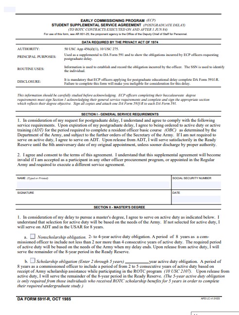DA Form 591F-R form preview