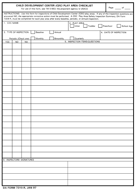 DA Form 7310-R form preview