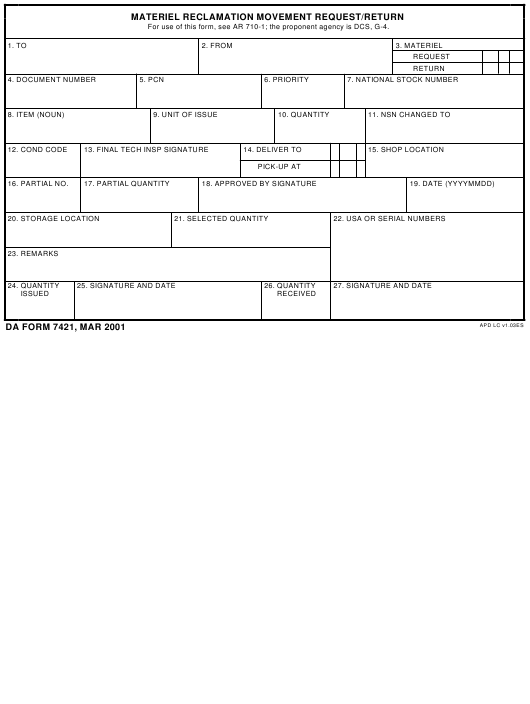 DA Form 7421 form preview